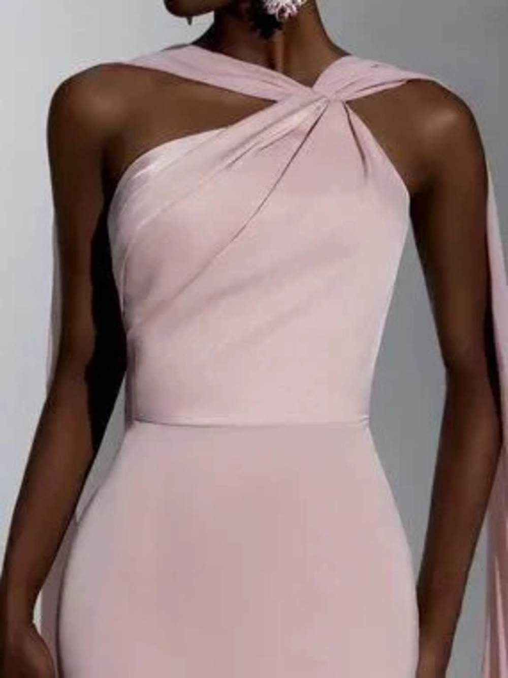 ZARA Baby Pink Women's Elegant Pleated Halter Neck Top With Draped Accents